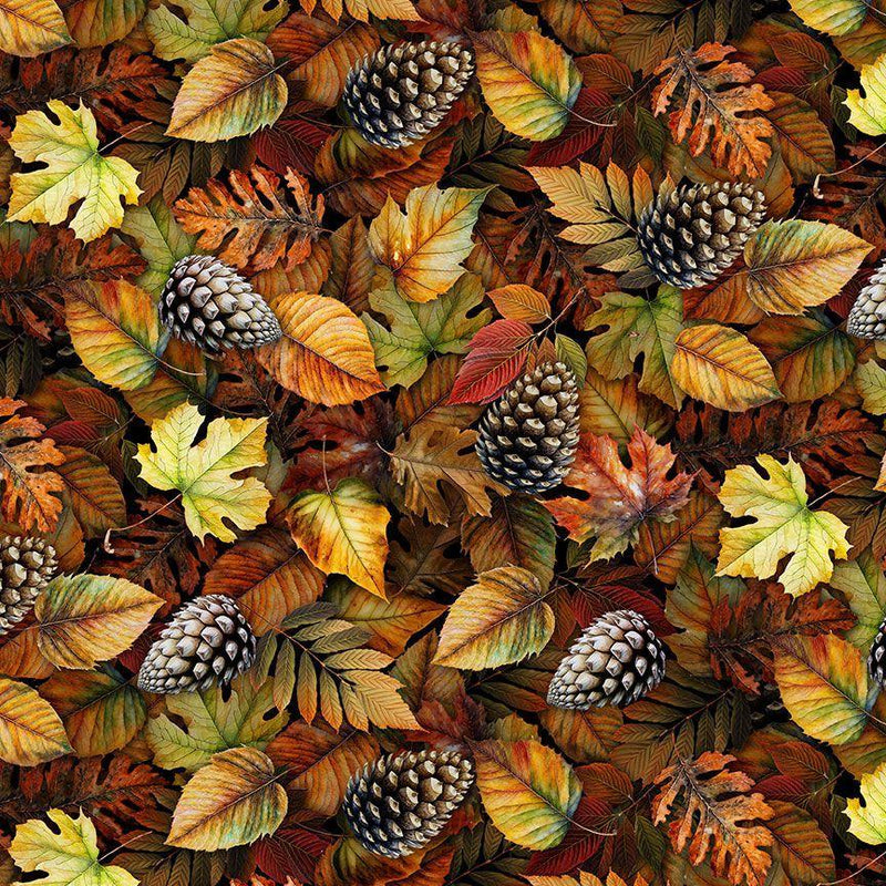 TT Lakeside Cabin Autumn Packed Fall Leaves CD2637-AUTUMN - Cotton Fabric