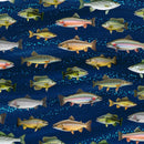 TT Fish - CD2640-BLUE - Cotton Fabric