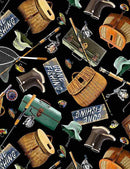 TT Lakeside Cabin Fishing Gear - CD6403-BLACK - Cotton Fabric