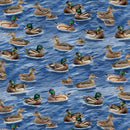 TT Lakeside Cabin Mallard Ducks CD2641-BLUE - Cotton Fabric