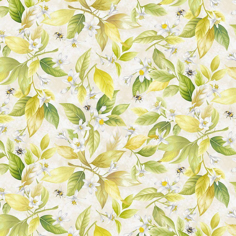 TT Lemon Bouquet Lemon Blossom & Bees - CD2455-BEIGE - Cotton Fabric