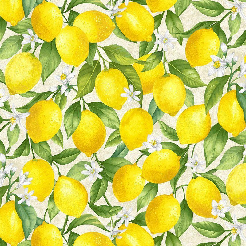 TT Lemon Bouquet Lemon Branch with Leaves - CD2452-LEMON  - Cotton Fabric