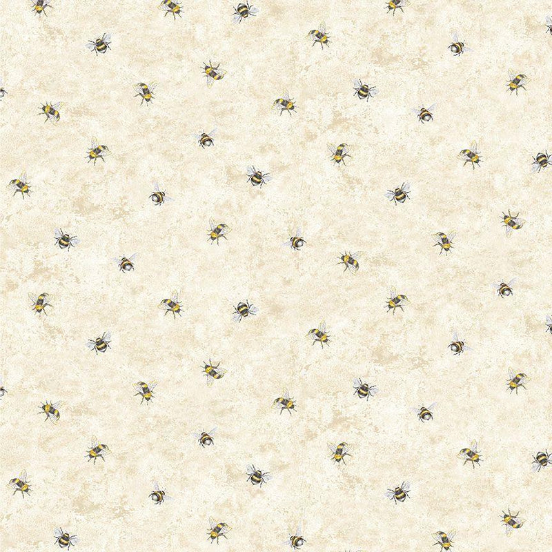 TT Lemon Bouquet Tossed Small Bee - CD2460-BEIGE - Cotton Fabric