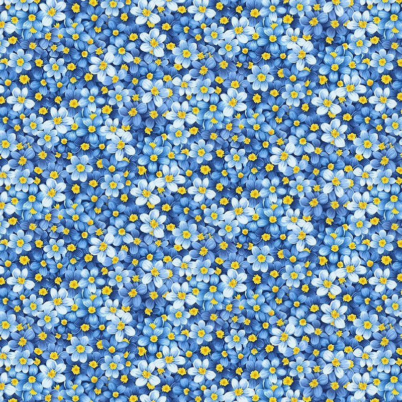 TT Limoncello Lemon Leaves & Flowers - CD3447-BLUE - Cotton Fabric
