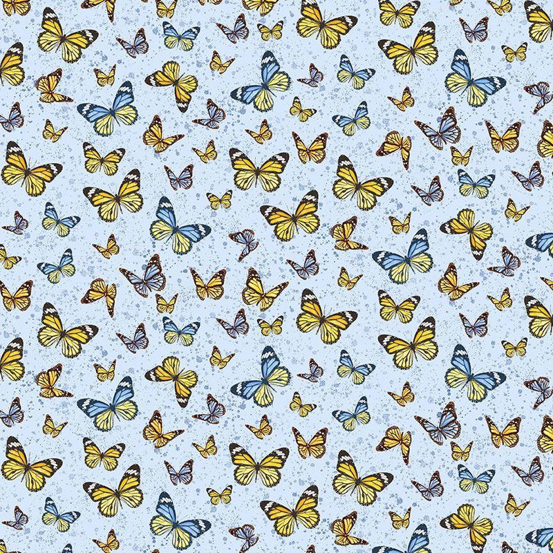 TT Limoncello Tossed Butterflies - CD3449-BLUE - Cotton Fabric