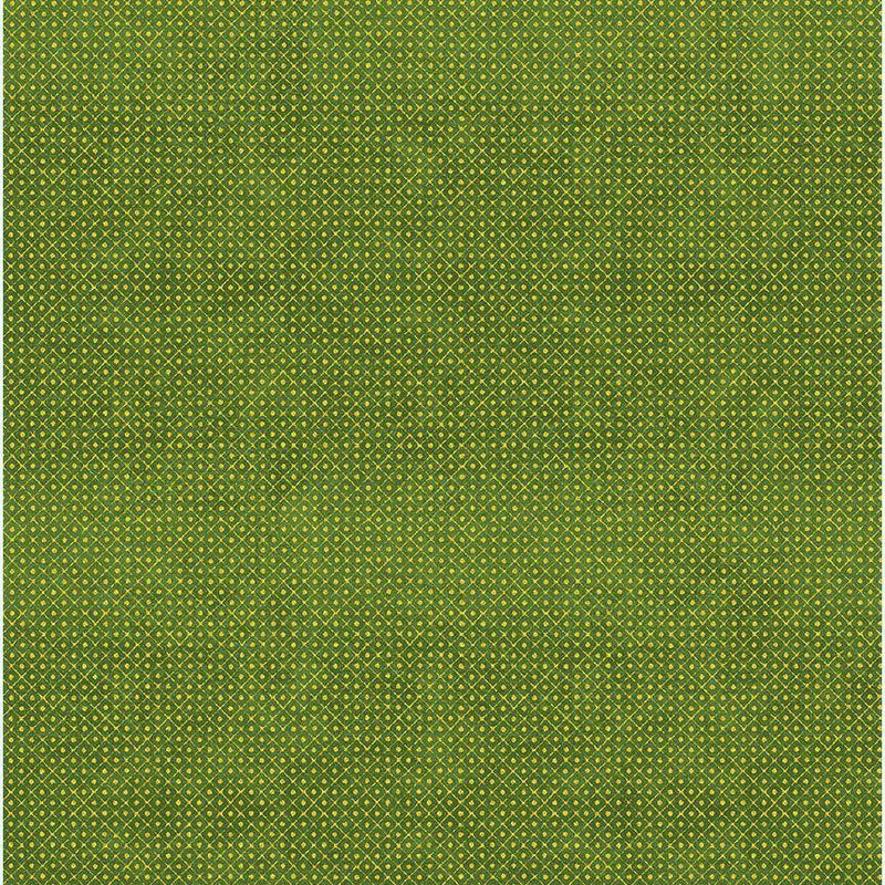 TT Lotus Garden Asian Metallic Geo Dots - CM3669-GREEN - Cotton Metallic Fabric