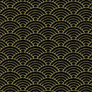 TT Lotus Garden Japanese Seigaiha Metallic - CM3670-BLACK - Cotton Metallic Fabric