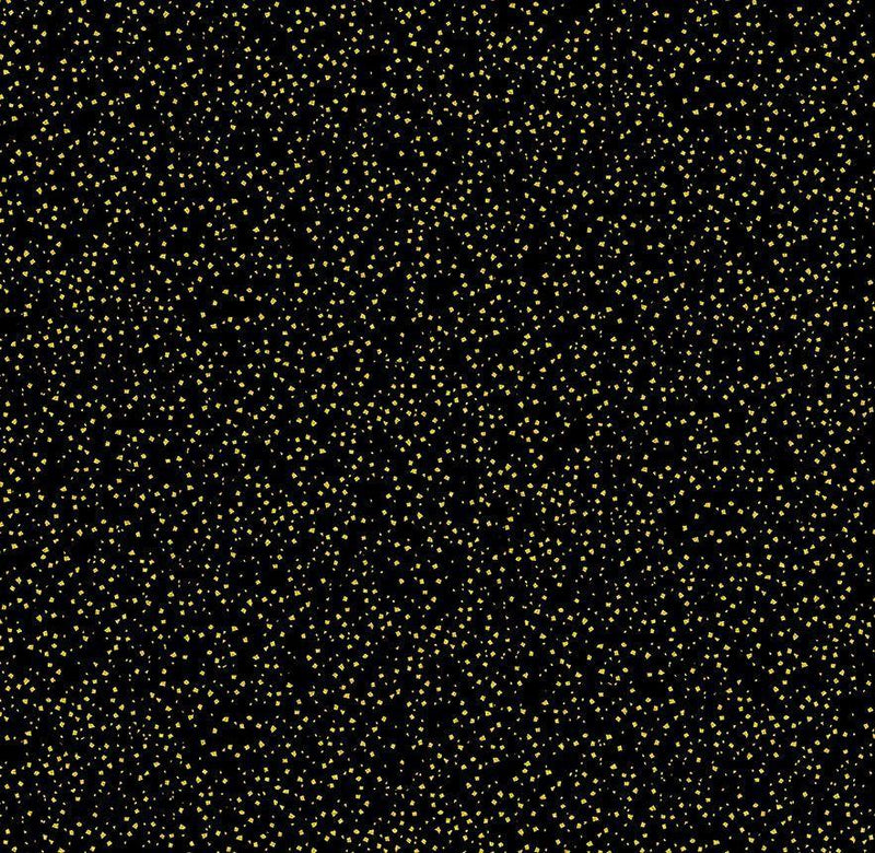 TT Lotus Garden Metallic Confetti - CM3672-BLACK - Cotton Metallic Fabric