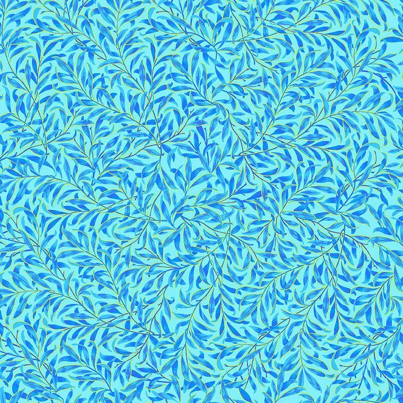 TT Luminous Ferns Metallic - CM2987-BLUE - Cotton Fabric