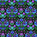 TT Luminous Floral with Birds Metallic - CM1205-BLUE - Cotton Fabric