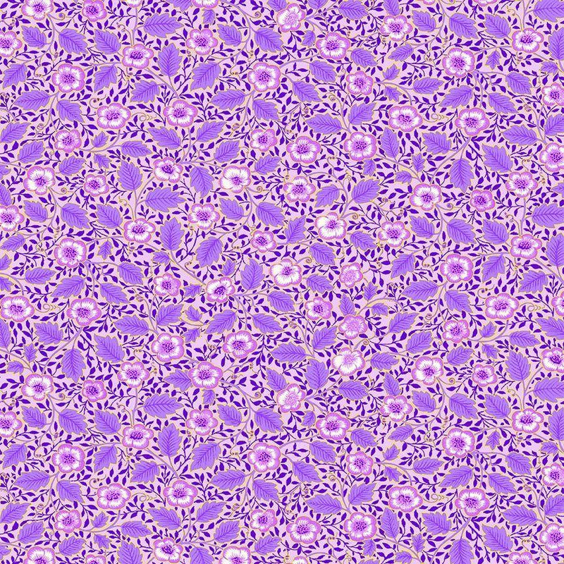 TT Luminous Small Floral with Leaves Metallic - CM2986-PURPLE - Cotton Metallic Fabric