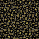 TT Merry Christmas Metallic Snowflakes - CM3627-BLACK - Cotton Metallic Fabric