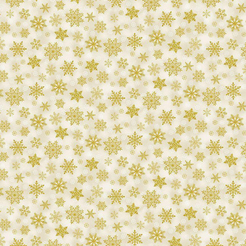 TT Merry Christmas Metallic Snowflakes - CM3627-CREAM- Cotton Metallic Fabric