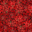 TT Merry Christmas Packed Poinsettias Holiday - CM4146 Red - Cotton Metallic Fabric