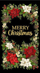 TT Merry Christmas Panel - CM4141 Black - Cotton Metallic Fabric