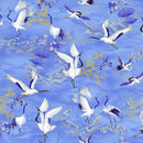 TT Moonlight Asian Crane Metallic - CM3986-SEA - Cotton Metallic Fabric