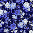 TT Moonlight Metallic Asian Floral - CM3981-NAVY - Cotton Metallic Fabric