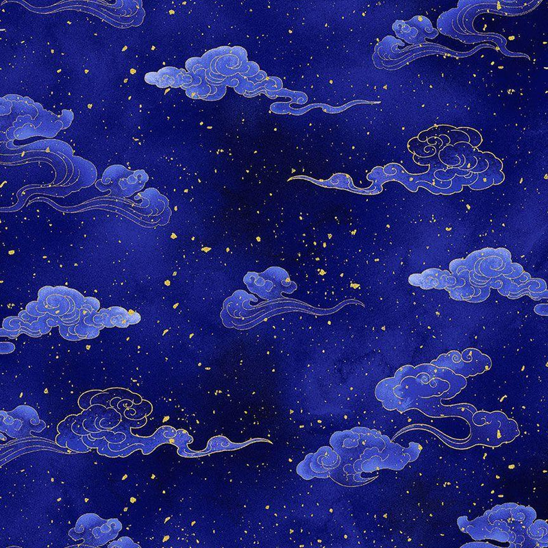 TT Moonlight Wave Cloud Metallic - CM3993-SAPPHIRE - Cotton Metallic Fabric