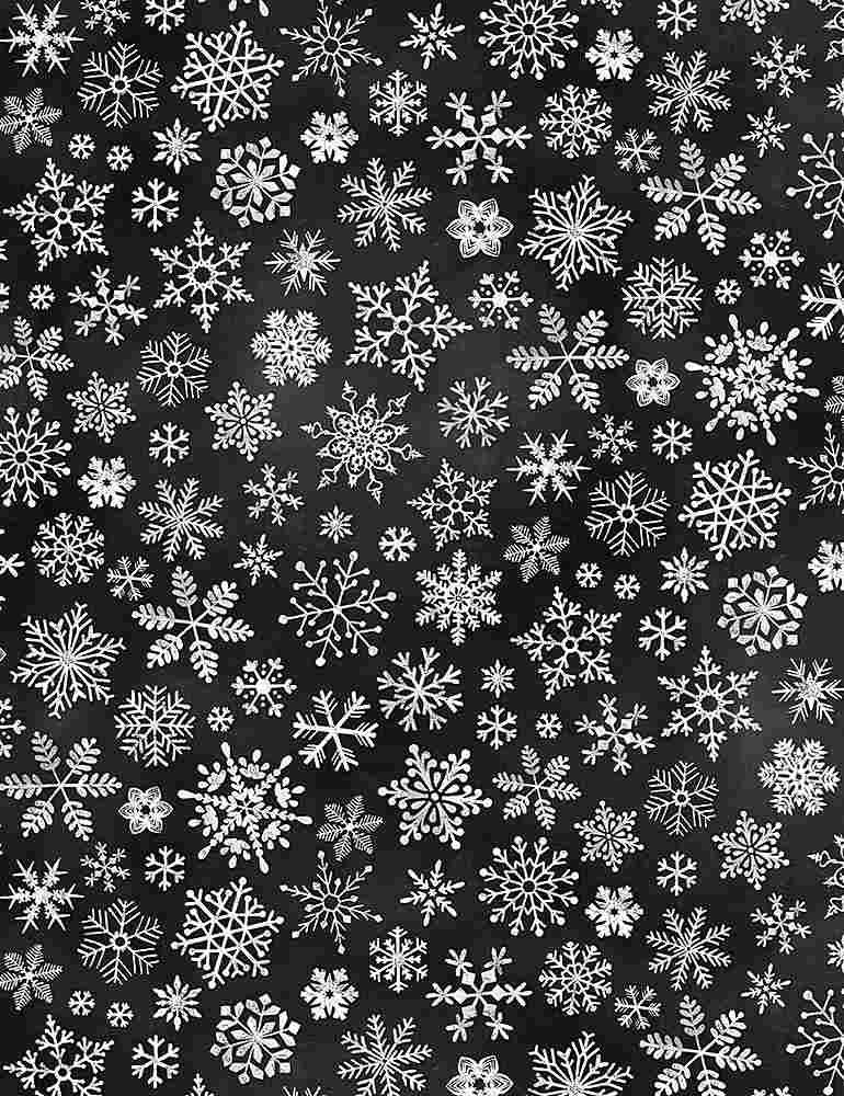 TT O Holy Night Challkboard Snowflakes - CD1483-BLACK - Cotton Fabric