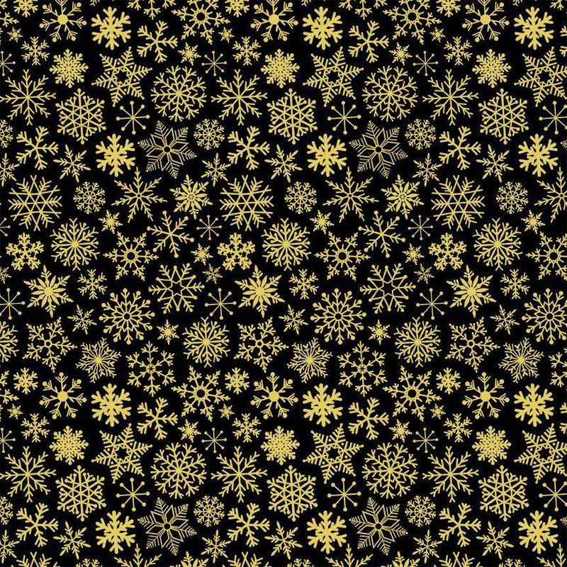 TT O Holy Night Holy Night Snowflakes - CD2872-BLACK - Cotton Fabric