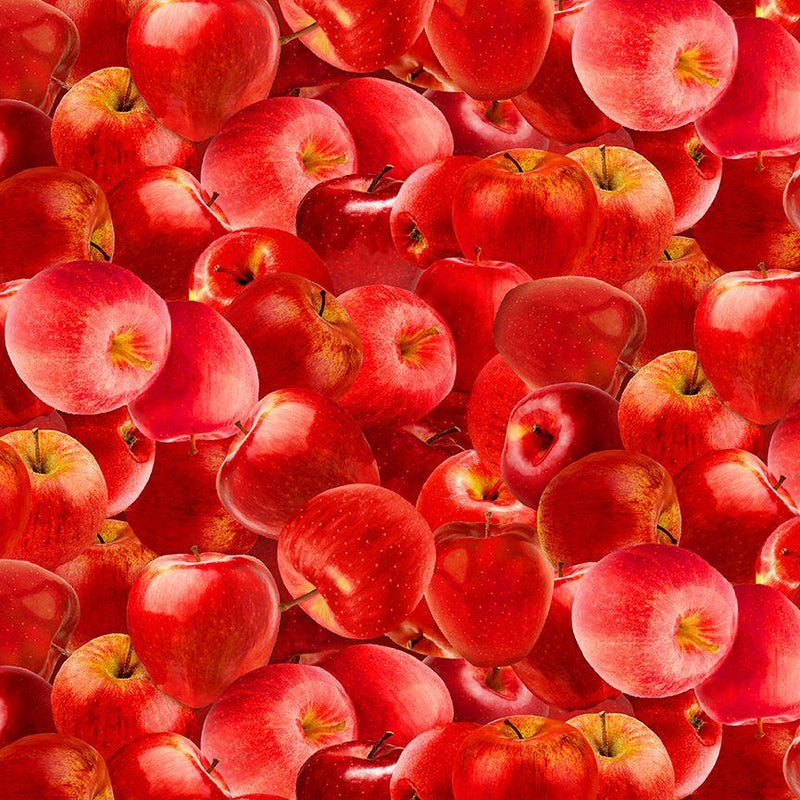 TT Orchard Valley Packed Red Apples - CD2864-RED - Cotton Fabric