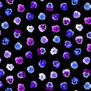 TT Pansy Perfection Tossed Floral - CD3754-BLACK - Cotton Fabric