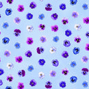 TT Pansy Perfection Tossed Floral - CD3754-BLUE - Cotton Fabric