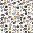TT Quirky Cats Silly Kitties - CD2954-WHITE - Cotton Fabric