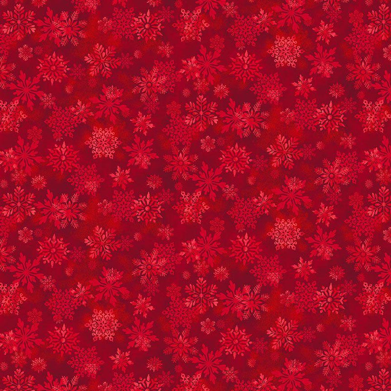 TT Rustic Holiday Tonal Snowflakes - CD3616-RED - Cotton Fabric