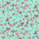 TT Shizuka Cherry Blossoms Branches - CM3165-AQUA - Cotton Metallic Fabric