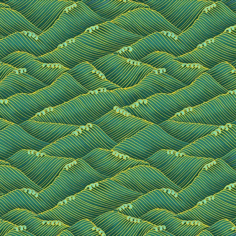 TT Shizuka Surf Texture - CM3171-GREEN - Cotton Metallic Fabric