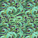TT Shizuka Textured Waves Metallic - CM3170-GREEN - Cotton Metallic Fabric