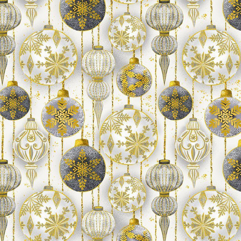 TT Silver & Gold Christmas Ball Ornament - CM2576-GREY - Cotton Fabric