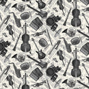 TT Sonata Grey Instruments and Music Notes - CD3093-CREAM - Cotton Fabric