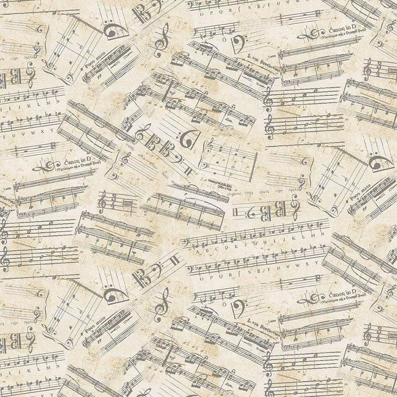 TT Sonata Musical Scales - CD3095-ANTIQUE - Cotton Fabric