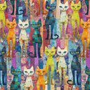 TT Sophisticat Tossed Quilt Cats - CD4004-MULTI - Cotton Fabric