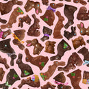 TT Spring Treats Chocolate Bunnies - CD3396-PINK - Cotton Fabric