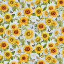 TT Sunflower Farm Tossed Sunflowers - CD3364-SKY - Cotton Fabric