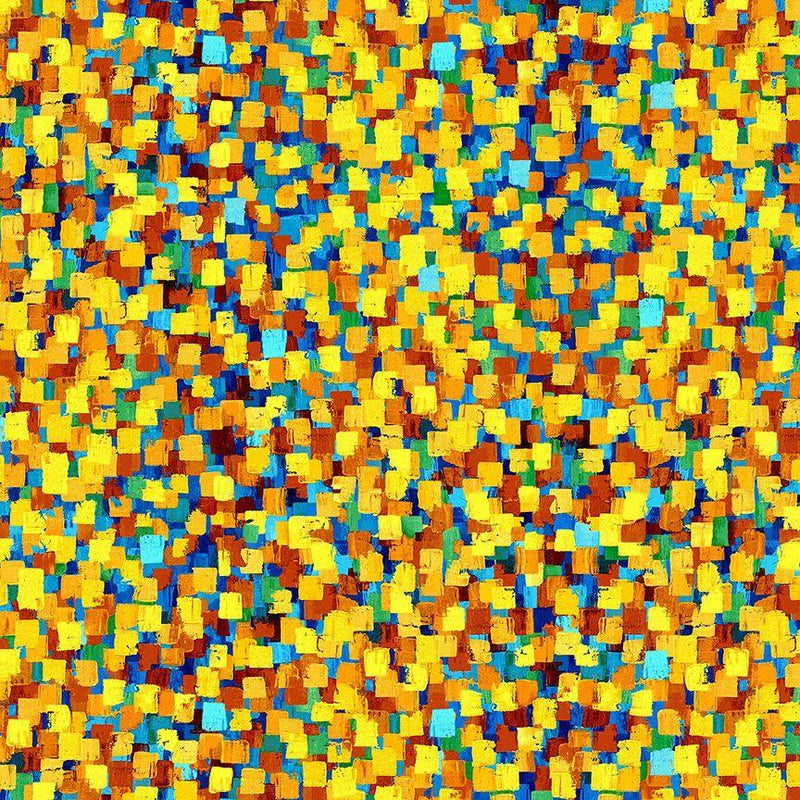 TT Sunflower Symphony Abstract Paint Squares - CD3537-MULTI - Cotton Fabric