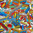 TT Superhero Action Words CD2185-MULTI - Cotton Fabric