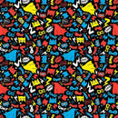 TT Superhero Motifs CD2186-BLACK - Cotton Fabric