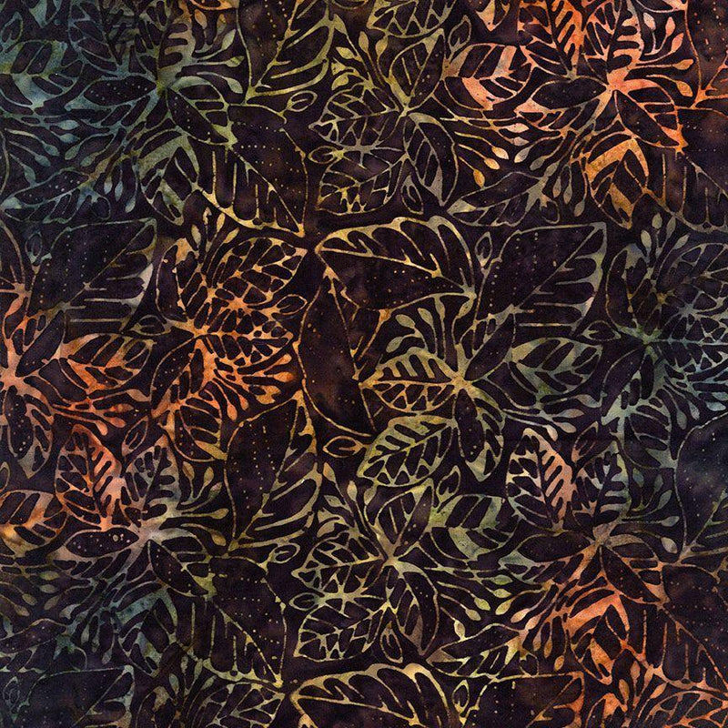 TT Tonga Cider Batiks Jungle Leaves - B8213-CAMPFIRE - Cotton Fabric