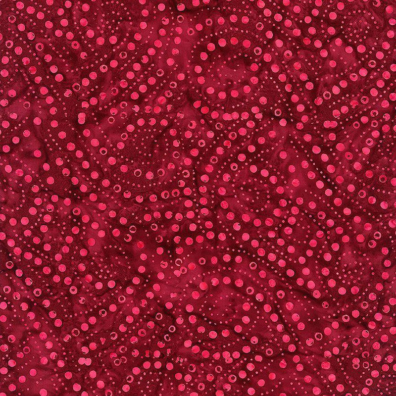 TT Tonga Cider Batiks Large Loosed Dotted Spirals - B1202-CRANBERRY - Cotton Fabric