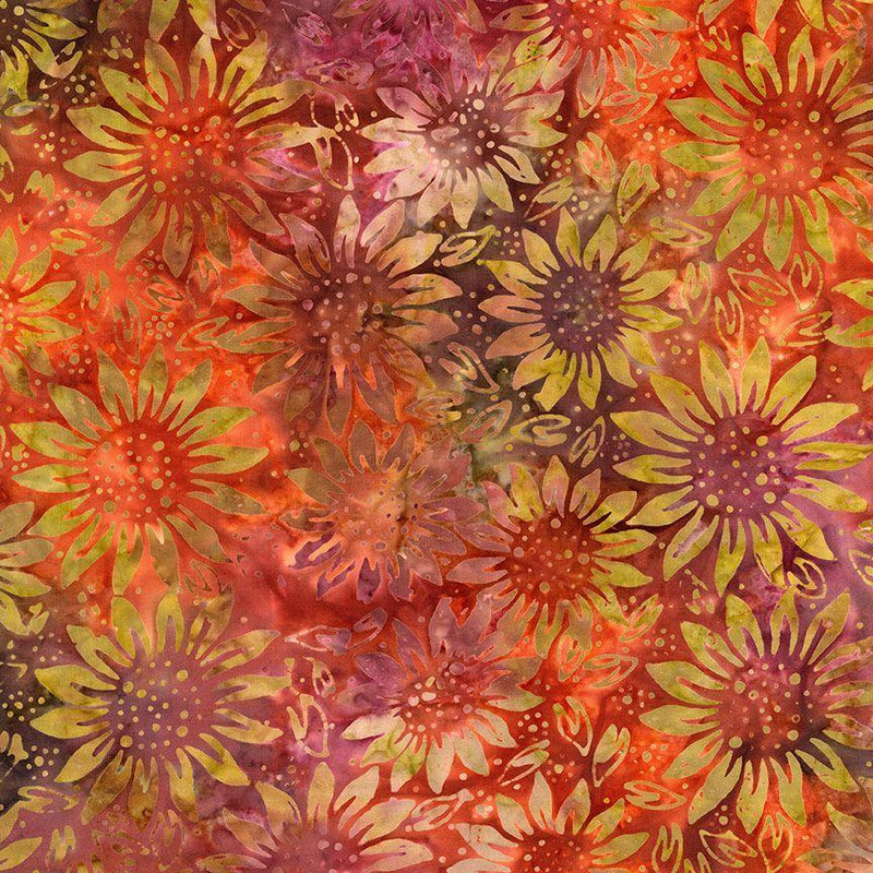 TT Tonga Cider Batiks Sunflowers - B1198-HARVEST - Cotton Fabric