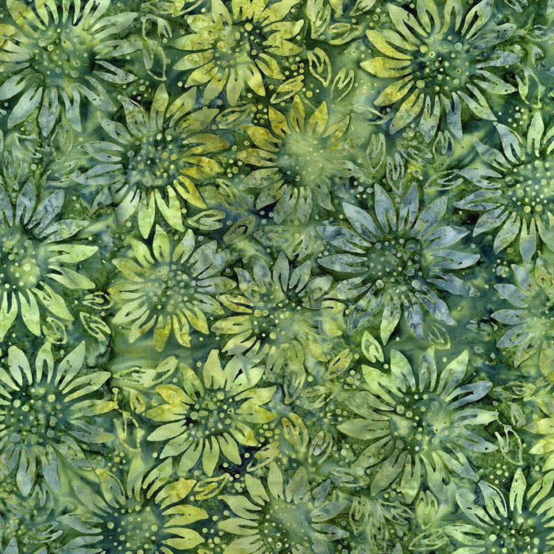 TT Tonga Cider Batiks Sunflowers - B1198-LEAF - Cotton Fabric