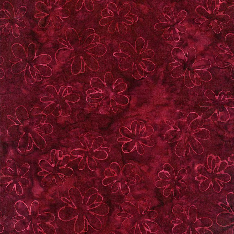 TT Tonga Cider Batiks Tossed Flowers - B2699-WINE - Cotton Fabric