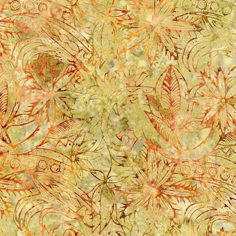 TT Tonga Forest Floor Batiks Henna Floral - B5040-JUTE - Cotton Batik Fabric