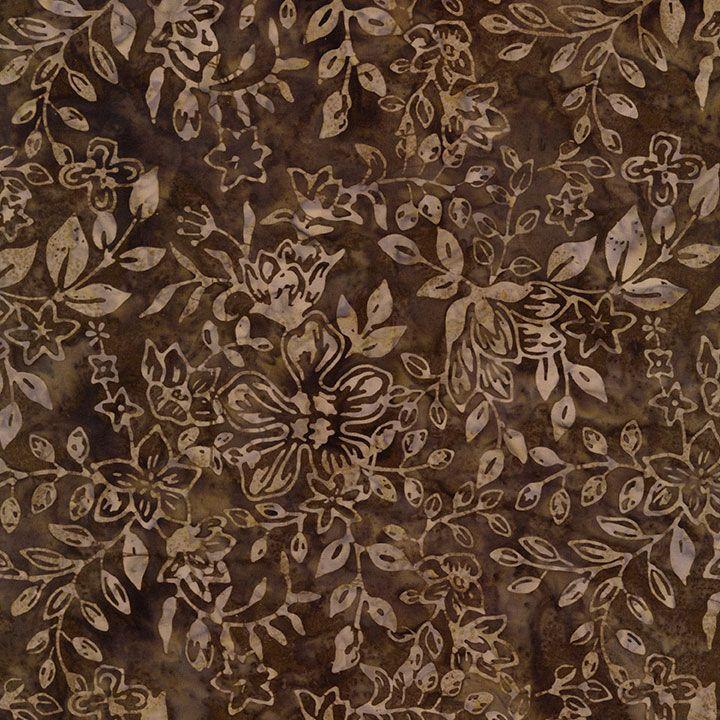 TT Tonga Hayride Batiks Florals and Leafy Vines - B1944-ACORN - Cotton Batik Fabric