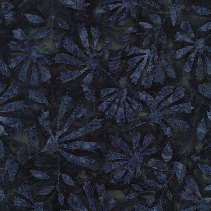 TT Tonga Luna Batiks Large Fanned Leaves - B1655-NAVY - Cotton Fabric