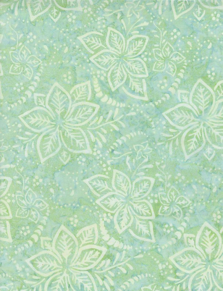 TT Tonga Mini Gulf Coast Batiks Hibiscus - B6874-ALOE - Cotton Batik Fabric